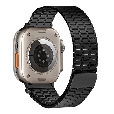 (38mm-40mm-41mm)  Steel Magnatic Shah design Black - ستيل مغناطيس تصميم شاه اسود 