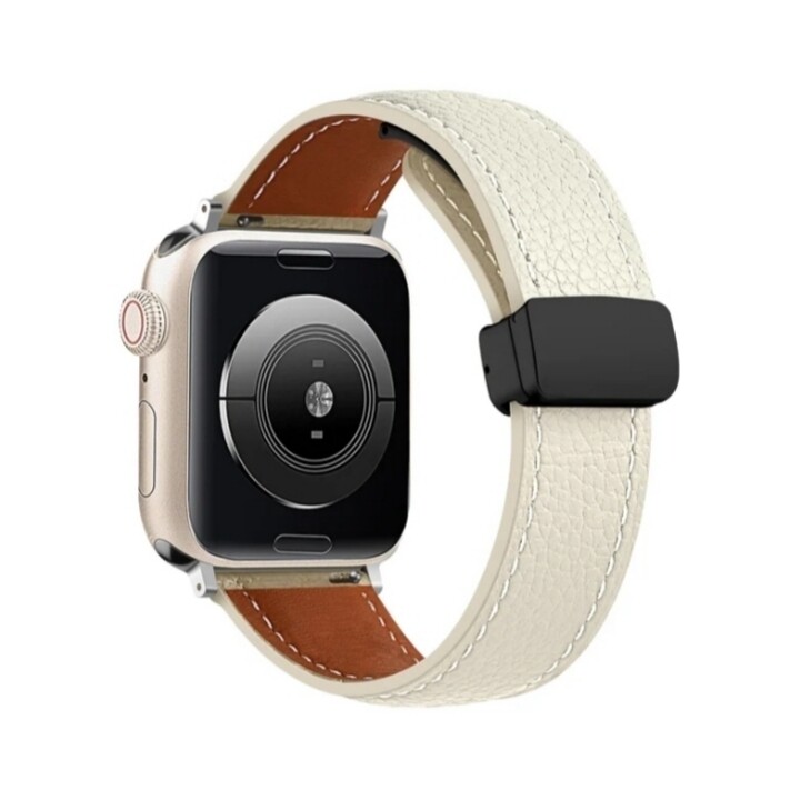 (42mm-44mm-45mm-49mm) Magnetic Leather White band - باند جلد مغناطيسي ابيض 