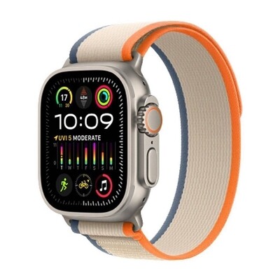 (42mm-44mm-45mm-49mm) Fabric Orange&amp;Blue Trail loop strap design - خام برتقالي مع ازرق تصميم ساعه الالترا الجديد 