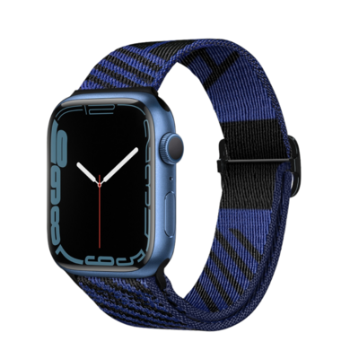 (38mm-40mm-41mm) Fabric stretch Hermes band Blue - باند خام هرميز فري سايز ازرق 