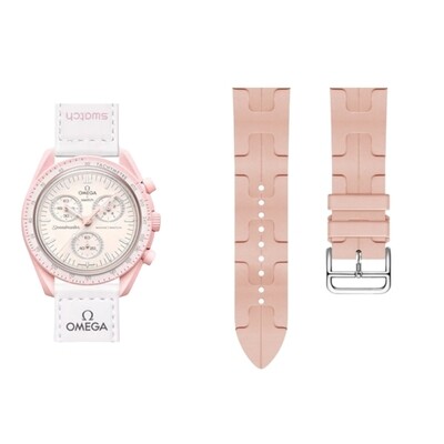 (OmegaXSwatch) Silicone Hermes Kilim design Light Pink - باند سيليكون تصميم هرميز كيليم وردي فاتح 