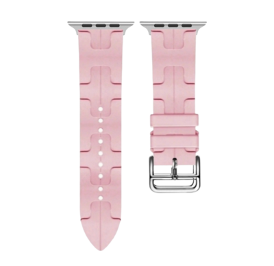 (38mm-40mm-41mm) Silicone Hermes Kilim design Pink - باند سيليكون تصميم هرميز كيليم وردي 