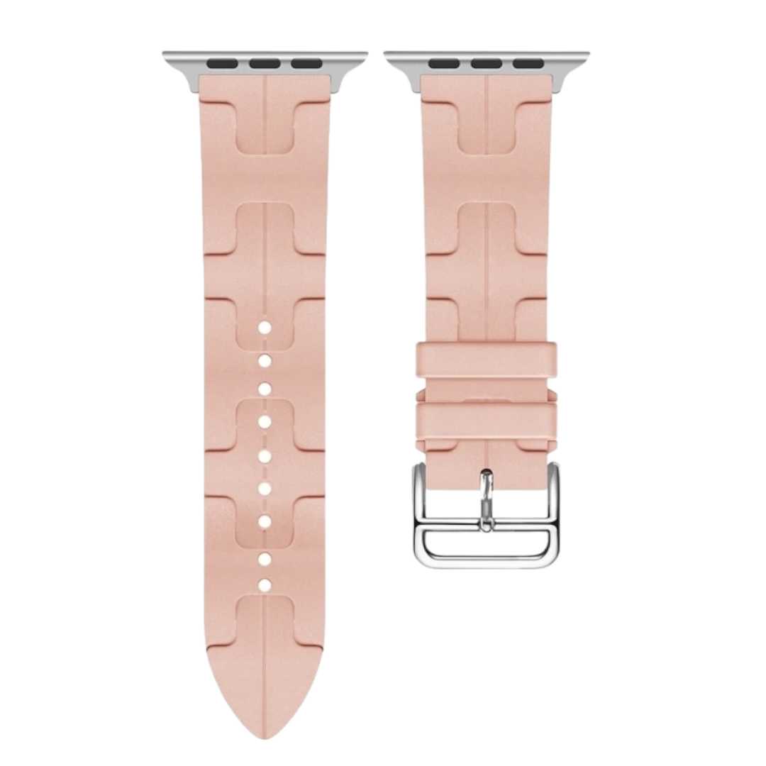 (42mm-44mm-45mm-46mm-49mm) Silicone Hermes Kilim design Light Pink - باند سيليكون تصميم هرميز كيليم وردي فاتح 