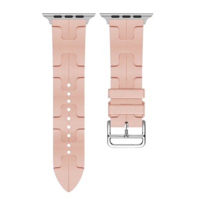 (38mm-40mm-41mm) Silicone Hermes Kilim design Light Pink - باند سيليكون تصميم هرميز كيليم وردي فاتح 