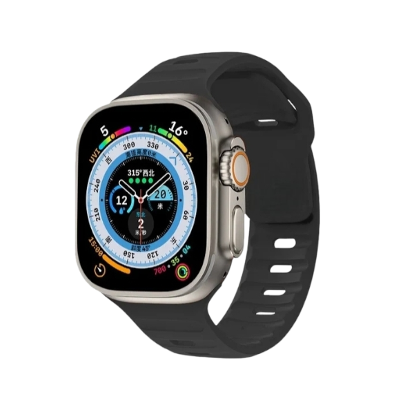(42mm-44mm-45mm-49mm) Sports nomad silicone Band Black - باند سيليكون رياضي نوماد لون اسود 