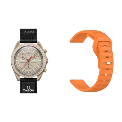 (OmegaXSwatch) Sports nomad silicone Band Orange - باند سيليكون رياضي نوماد لون برتقالي 