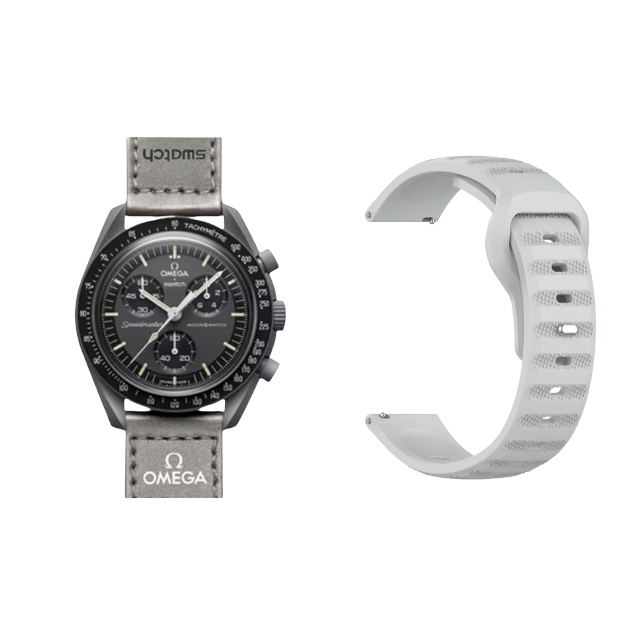 (OmegaXSwatch) Sports nomad silicone Band Grey - باند سيليكون رياضي نوماد لون رمادي 