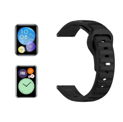 (Huawei Fit 1 &amp; 2 &amp; 3 &amp; 4/Pro) Sports nomad silicone Band Black - باند سيليكون رياضي نوماد لون اسود 