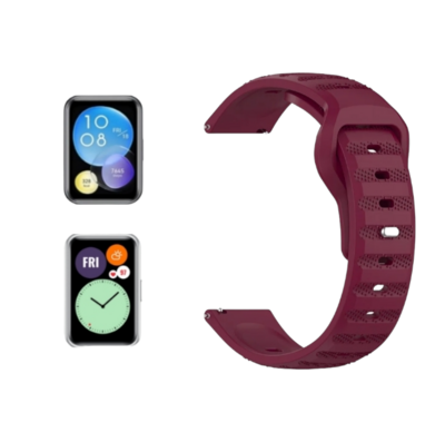 (Huawei Fit 1 &amp; 2 &amp; 3 &amp; 4/Pro) Sports nomad silicone Band Burgundy - باند سيليكون رياضي نوماد لون عنابي 