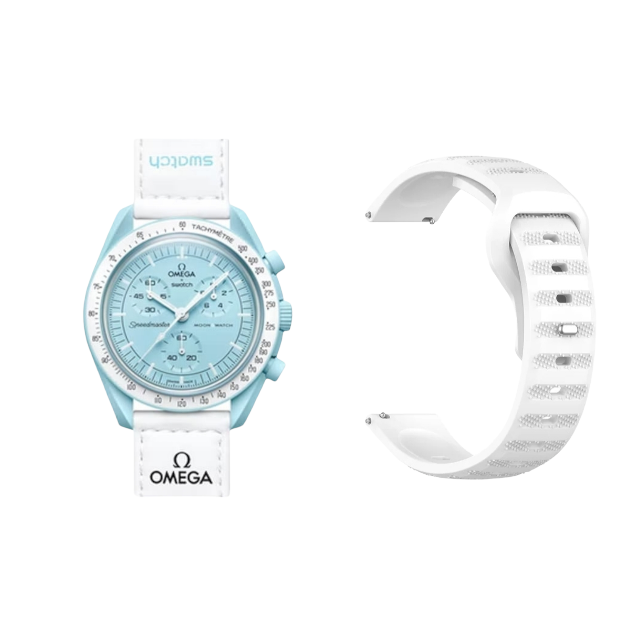 (OmegaXSwatch) Sports nomad silicone Band White - باند سيليكون رياضي نوماد لون ابيض 