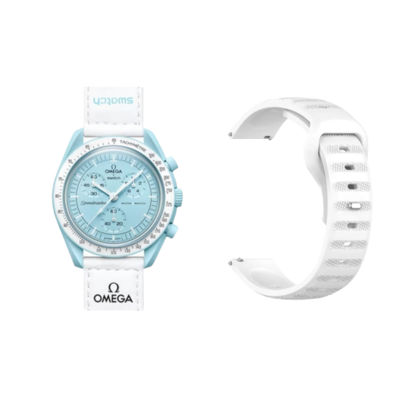(OmegaXSwatch) Sports nomad silicone Band White - باند سيليكون رياضي نوماد لون ابيض 