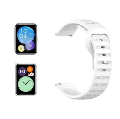 (Huawei Fit 1 &amp; 2 &amp; 3 &amp; 4/Pro) Sports nomad silicone Band White - باند سيليكون رياضي نوماد لون ابيض 