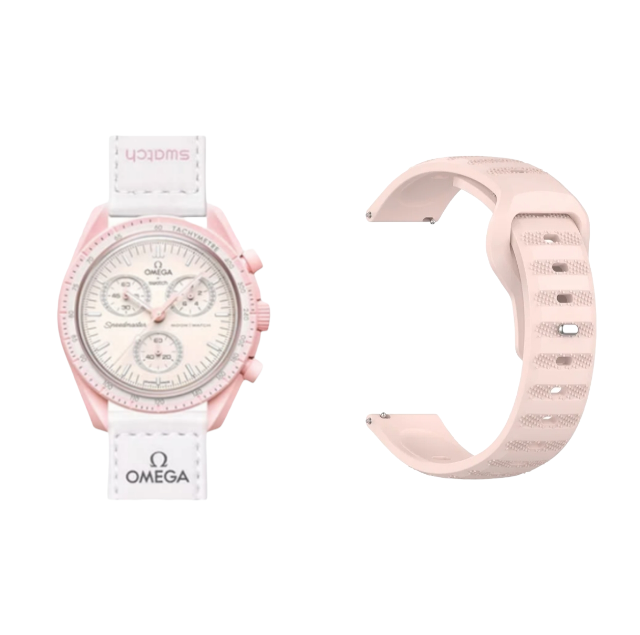 (OmegaXSwatch) Sports nomad silicone Band Pink - باند سيليكون رياضي نوماد لون وردي 