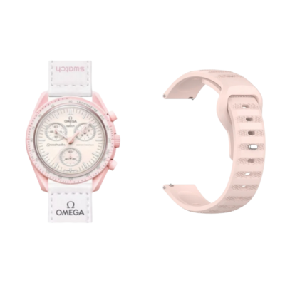 (OmegaXSwatch) Sports nomad silicone Band Pink - باند سيليكون رياضي نوماد لون وردي 