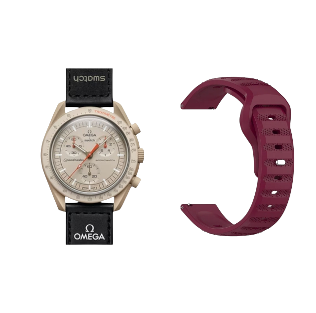 (OmegaXSwatch) Sports nomad silicone Band Burgundy - باند سيليكون رياضي نوماد لون عنابي 