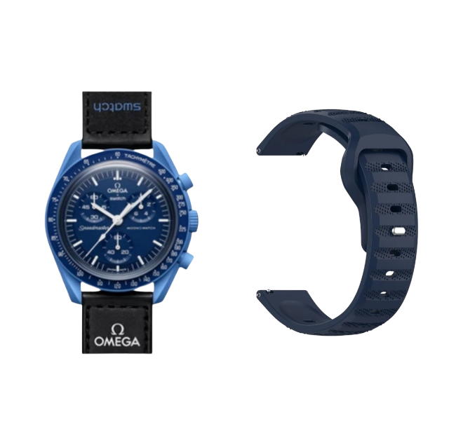 (OmegaXSwatch) Sports nomad silicone Band Deep Blue - باند سيليكون رياضي نوماد لون كحلي 