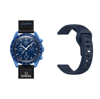 (OmegaXSwatch) Sports nomad silicone Band Deep Blue - باند سيليكون رياضي نوماد لون كحلي 