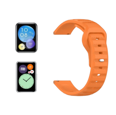 (Huawei Fit 1 &amp; 2 &amp; 3 &amp; 4/Pro) Sports nomad silicone Band Orange - باند سيليكون رياضي نوماد لون برتقالي 