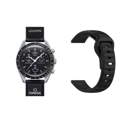 (OmegaXSwatch) Sports nomad silicone Band Black - باند سيليكون رياضي نوماد لون اسود 