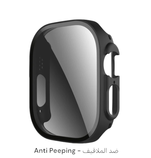 49mm apple watch Ultra Full cover with privacy glass protection Black  - كفر كامل مع حمايه شاشه برايفسي لساعه ابل الترا اسود مقاس ٤٩م