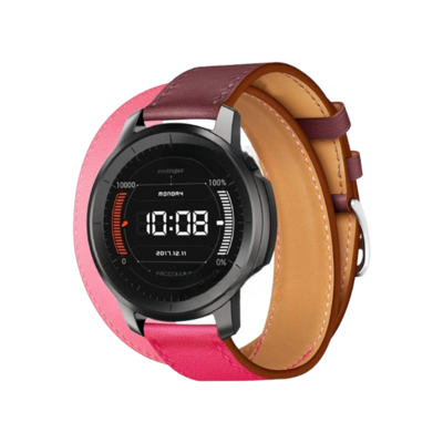 (20mm) Hermes Fuchsia Leather double tour band - جلد هرميز دبل فوشي 