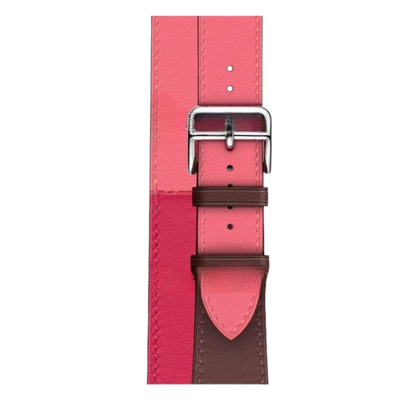 (20mm) Hermes Fuchsia Leather double tour band - جلد هرميز دبل فوشي 