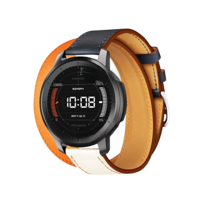 (20mm) Hermes Orange Leather double tour band - جلد هرميز دبل برتقالي 