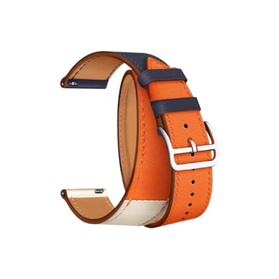 (20mm) Hermes Orange Leather double tour band - جلد هرميز دبل برتقالي 