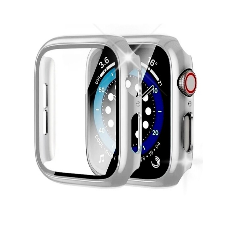 38mm Apple watch full cover  - Shiny Silver - فل كفر لساعات ابل مقاس  ٣٨م - سلفر لمعه 