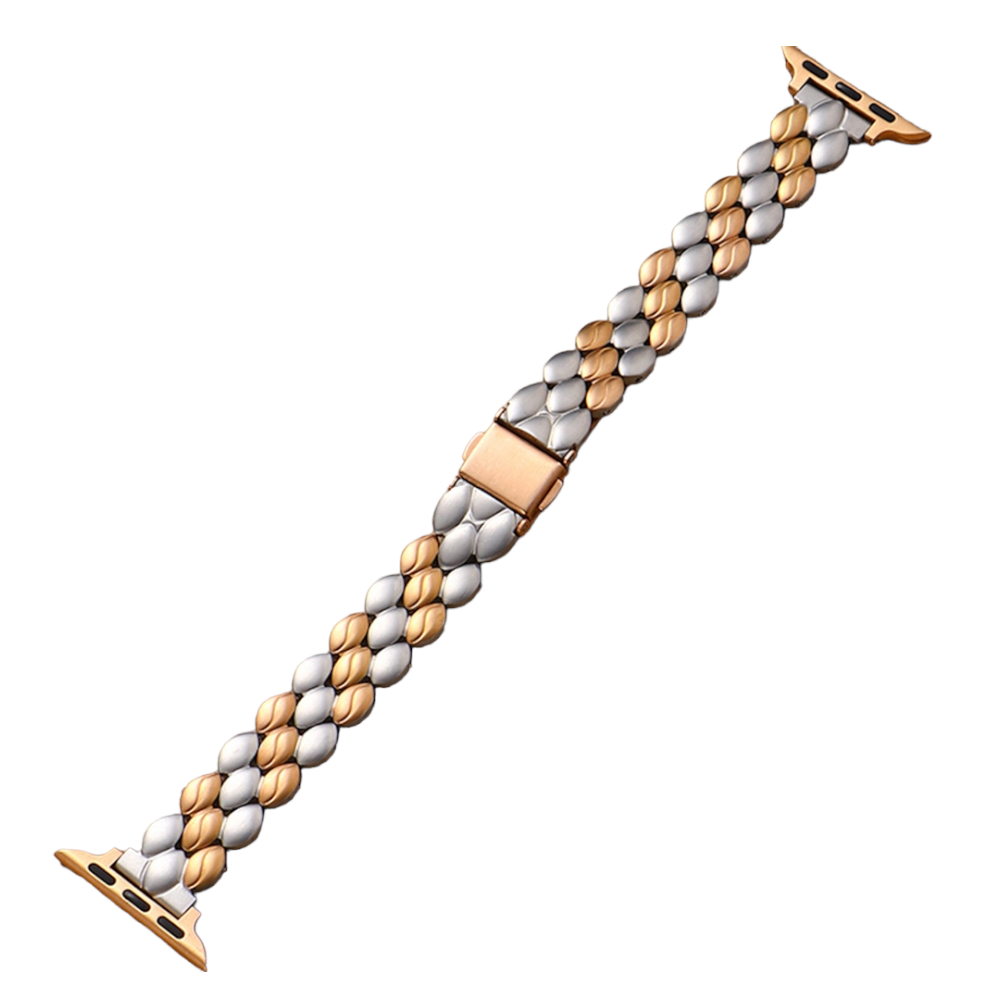 (42mm-44mm-45mm-49mm) Steel Rolex bubbles Silver&amp;RoseGold - باند رولكس تصميم ببلز سلفر مع روز قولد 