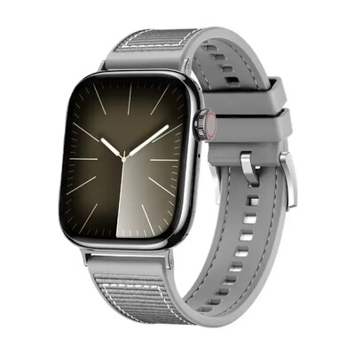 (38mm-40mm-41mm) GT design Silicone band Grey - باند تصميم جي تي سيليكون لون رمادي