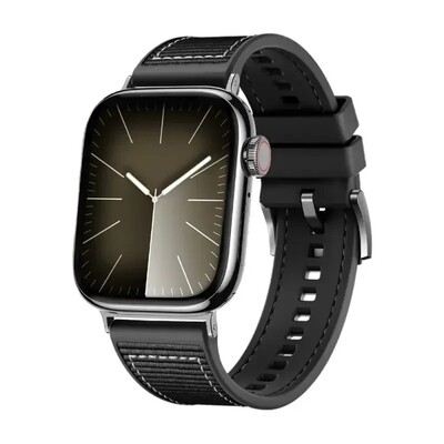 (38mm-40mm-41mm) GT design Silicone band Black - باند تصميم جي تي سيليكون لون اسود