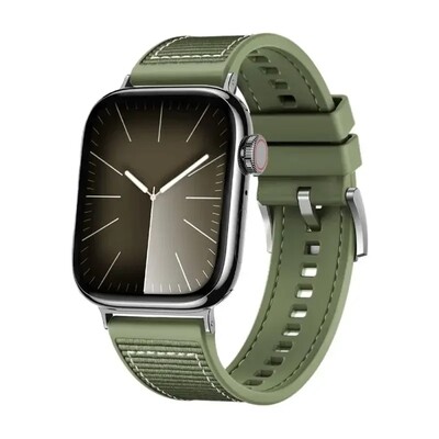 (38mm-40mm-41mm) GT design Silicone band Green - باند تصميم جي تي سيليكون لون زيتي