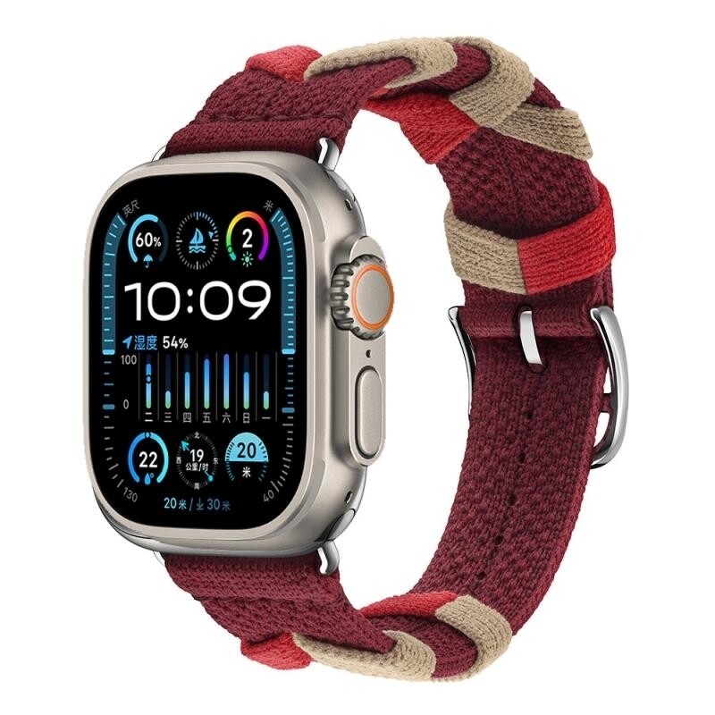 (42mm-44mm-45mm-49mm) Fabric Band Hermes design Red -  باند خام تصميم هرميز لون احمر 