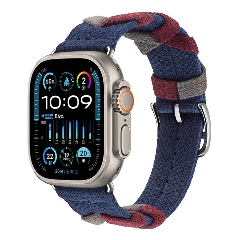 (38mm-40mm-41mm) Fabric Band Hermes design Blue -  باند خام تصميم هرميز لون كحلي 