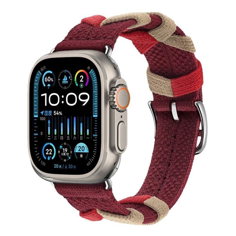 (38mm-40mm-41mm) Fabric Band Hermes design Red -  باند خام تصميم هرميز لون احمر 