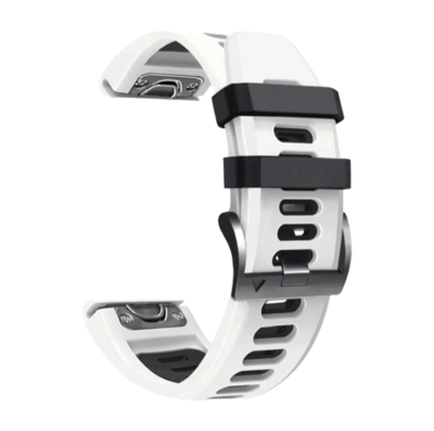 (22mm) Dual color White&amp;Black sports design - باند سيليكون رياضي لونين ابيض مع اسود 