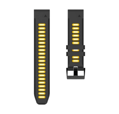 (26mm) Dual color Black&amp;Yellow sports design - باند سيليكون رياضي لونين اسود مع اصفر 