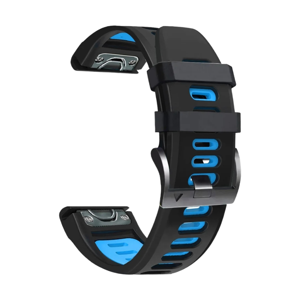 (26mm) Dual color Black&amp;Sky Blue sports design - باند سيليكون رياضي لونين اسود مع سماوي 