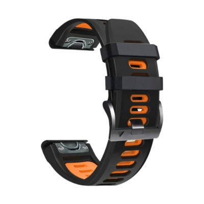 (22mm) Dual color Black&amp;Orange sports design - باند سيليكون رياضي لونين اسود مع برتقالي 