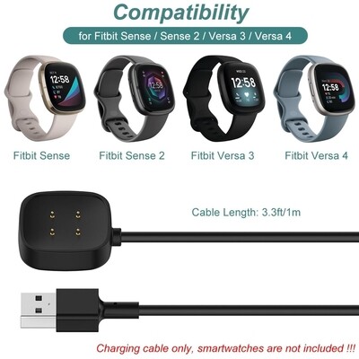 (Fitbit Versa 3/4/ Sense1/2 ONLY) Fitbit Versa charger - Black - شاحن فت بت فيرسا اسود 