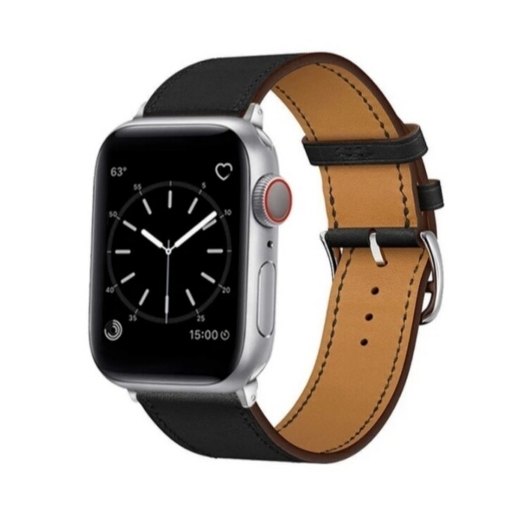 (38mm-40mm-41mm) Hermes Leather Black Band - جلد هرميز اسود 