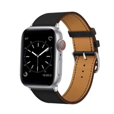 (42mm-44mm-45mm-49mm) Hermes Leather Black Band - جلد هرميز اسود 