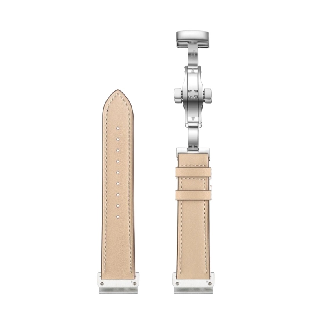 (26mm) Leather Beige Band with butterfly lock - باند جلد لون بيج تسكيره فراشه 