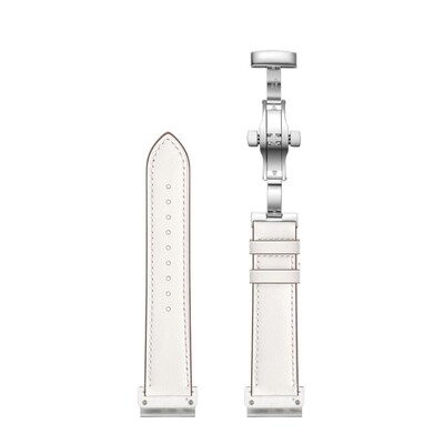 (26mm) Leather White Band with butterfly lock - باند جلد لون ابيض تسكيره فراشه 