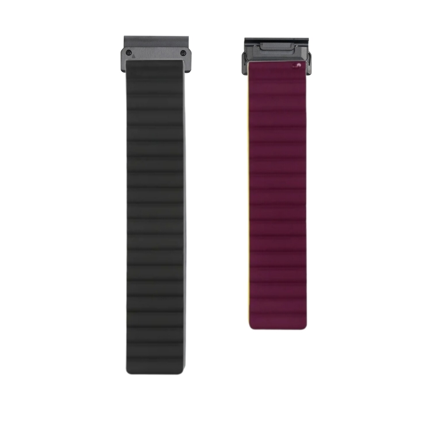 (26mm) Double color silicone magnatic band Black&amp;Burgundy - باند سيليكون مغناطيس لونين اسود مع عنابي 
