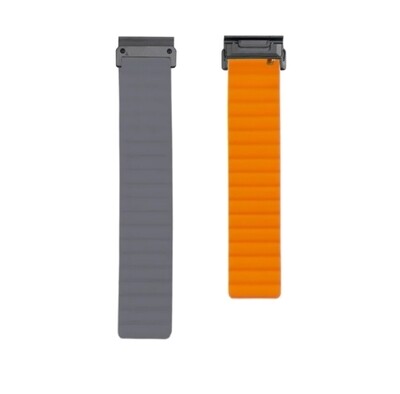 (22mm) Double color silicone magnatic band Grey&amp;Orange - باند سيليكون مغناطيسي لونين رمادي مع برتقالي