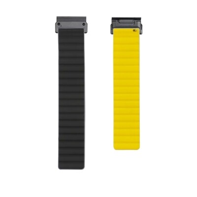 (22mm) Double color silicone magnatic band Black&amp;Yellow - باند سيليكون مغناطيسي لونين اسود مع اصفر 