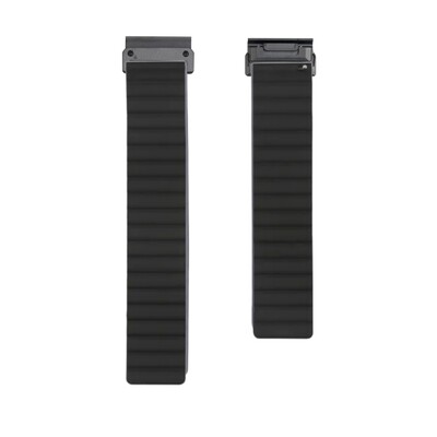 (26mm) Single color silicone magnatic band Full Black - باند سيليكون مغناطيس لون اسود كامل 