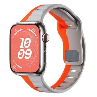 (38mm-40mm-41mm) Sports nomad silicone Band Grey&amp;Orange - باند سيليكون رياضي نوماد لون رمادي مع برتقالي 